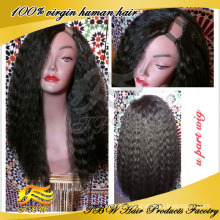 Peruvian human hair cheap u part wigs, kinky straight u part wig